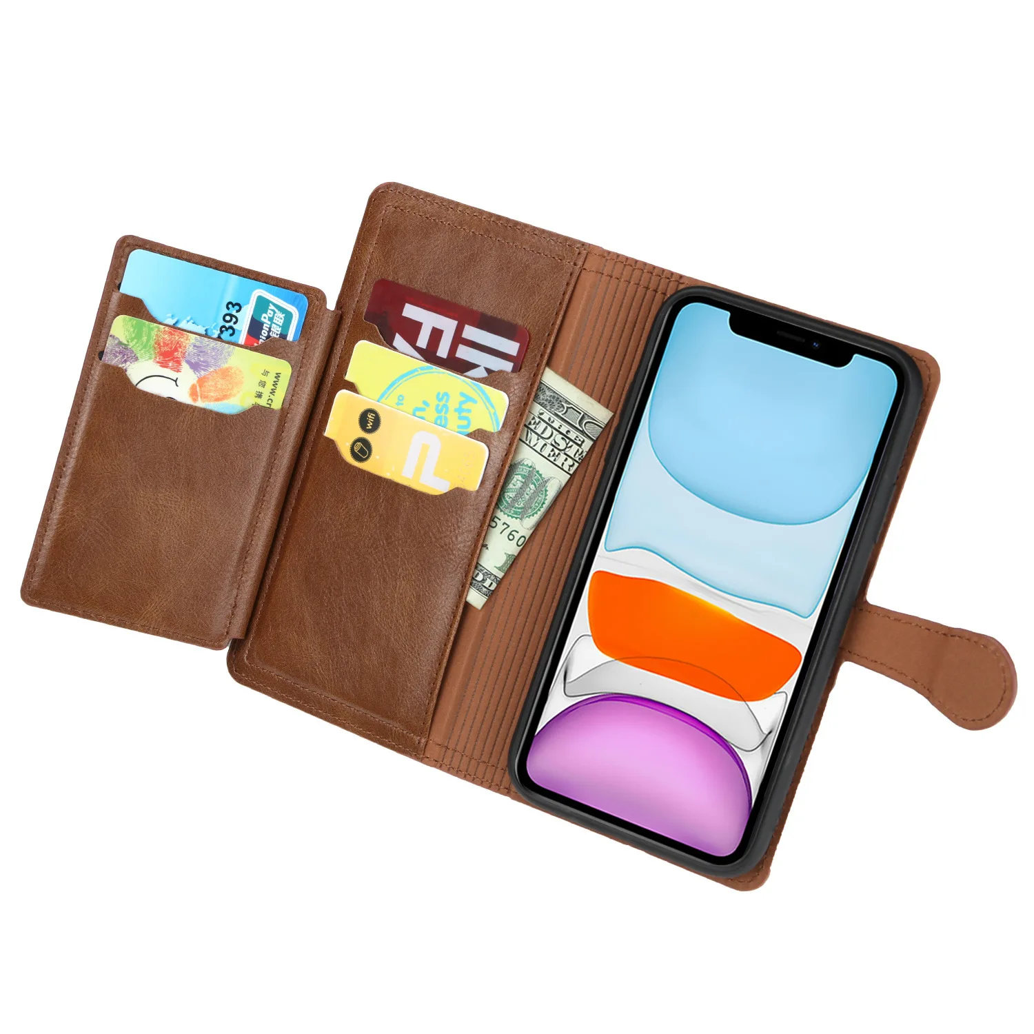 Luxury Faux Leather Zipper Wallet Stand Case Cover
