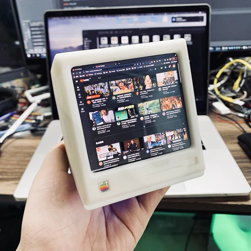 소형 TV 매킨토시 레트로 컴퓨터, 보조 화면 외부 화면 모니터, 데스크탑 장식, 배터리 포함, 423Ppi, 3.8 인치