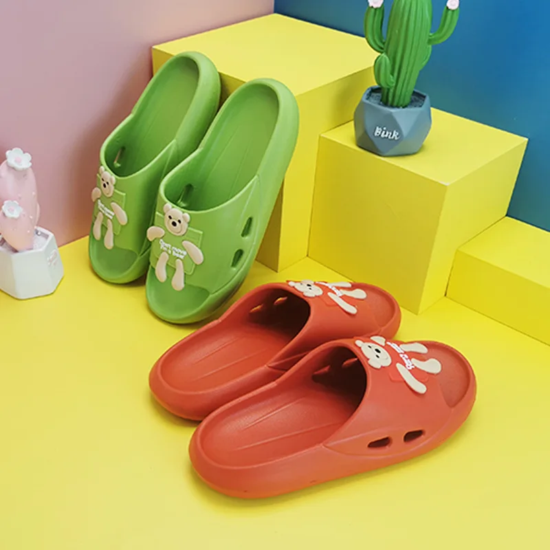 Women wearing slippers outside the bathroom  new summer indoor household soft-soled cartoon couple sandals and slippers men EVA