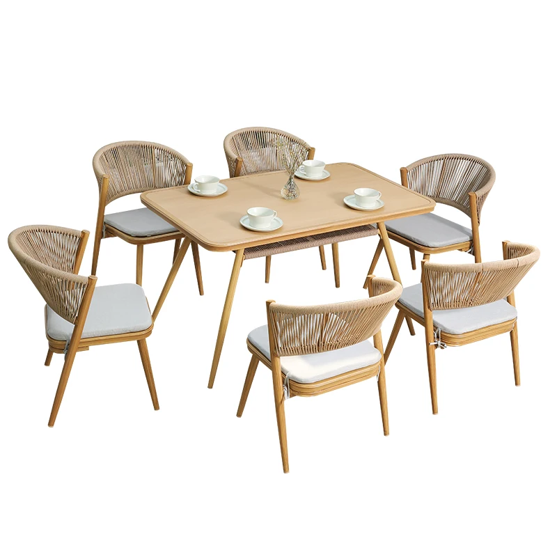 

Садовый стол и стул, комбинированная уличная мебель, уличная вилла на открытом воздухе, китайский длинный стол B & B, двор, искусственный