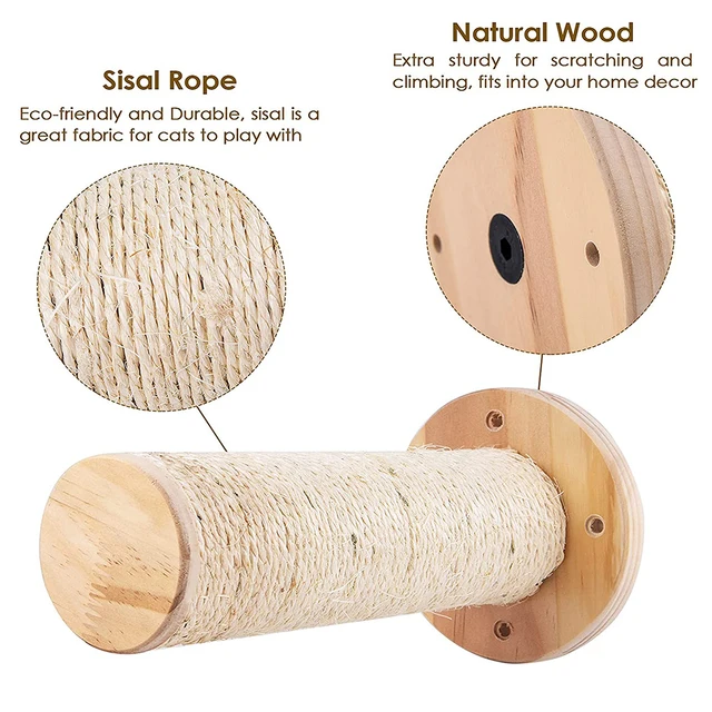 1PC Cat Tree Wall Mounted Cat Shelves Scratching Post for Cat Jumping Platform and Cat Hammock Rope Ladder Wall Wooden Furniture 3