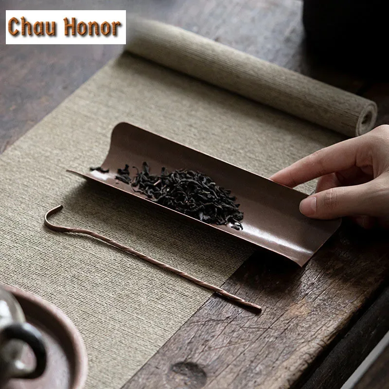 Chinese Red Copper Teaspoon Tea Scoop Spoon Tea Leaves Chooser Holder Tools Kung Fu Tea Set Tea Ceremony Accessories Teaware