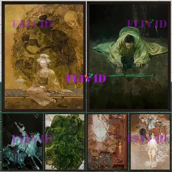 Dipinti su tela decorativi da parete in stile orientale Misteriosa figura antica e splendida scena tradizionale da parete per la decorazione domestica