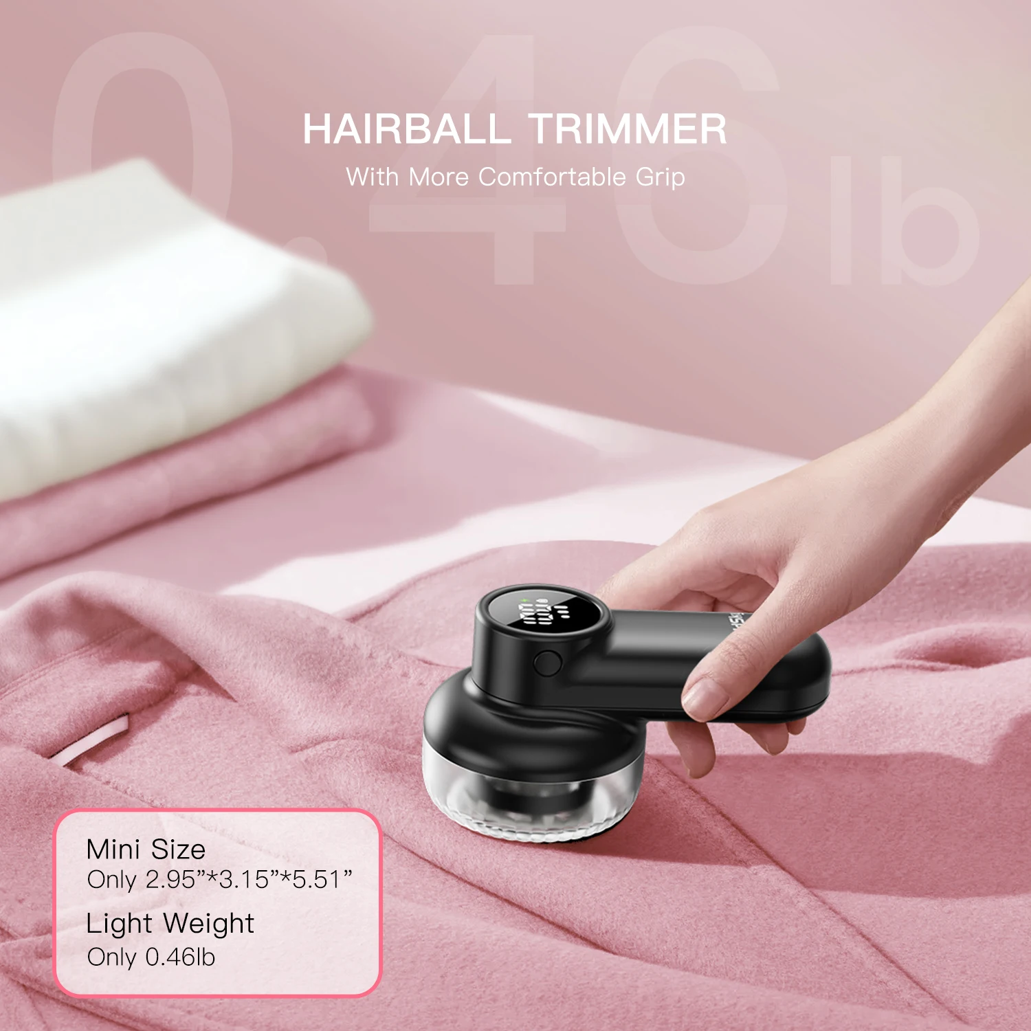 coldSky Rechargeable Lint Shaver with Digital Display Fabric Shaver Sweater Shaver 3-Speeds with 6-Leaf Blades for Clothes Sofa 3