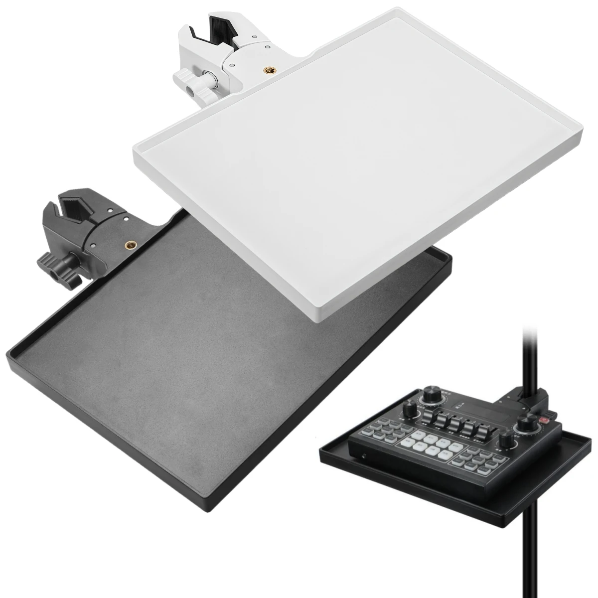 1pc Sound Card Tray Plastic Storage Rack With Mobile Clip For Microph Stand Live Tripod Bracket Microph Stand Tray