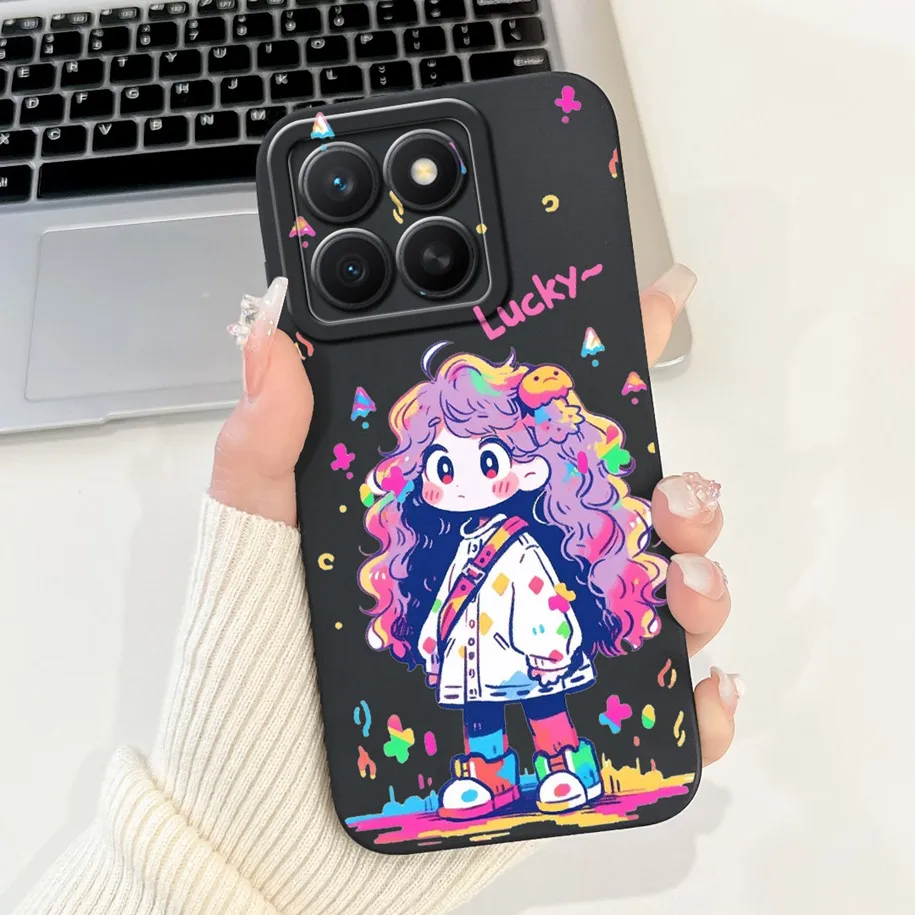 Fashion Girl Butterfly Soft Silicone Couple Phone Case Cover, Compatible with Honor X8C 2025