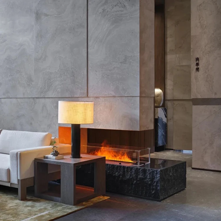 Villas Designer Cabinet Embedded with Glass Color Changing LED 1500MM European Modern Intelligent Atomizing Fireplace