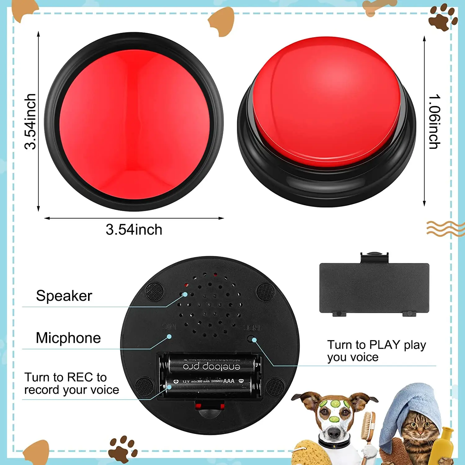 Dog Button Set Recording Button Interactive Pets Communication Buzzer Button Party Noise Makers Party Birthday Whistles Pet Toy images - 6