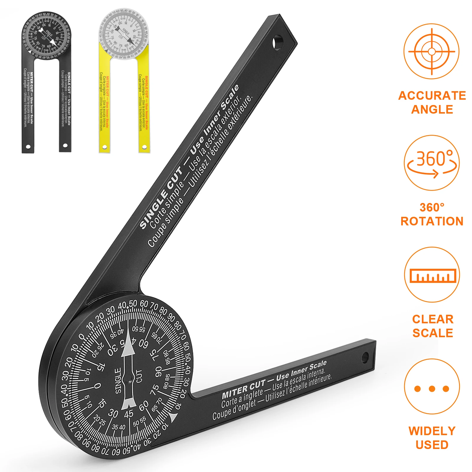 Woodworking Angle Finder Protractor Miter Saw Level with Measuring Ruler & Pencil for Precision Carpentry & DIY Projects