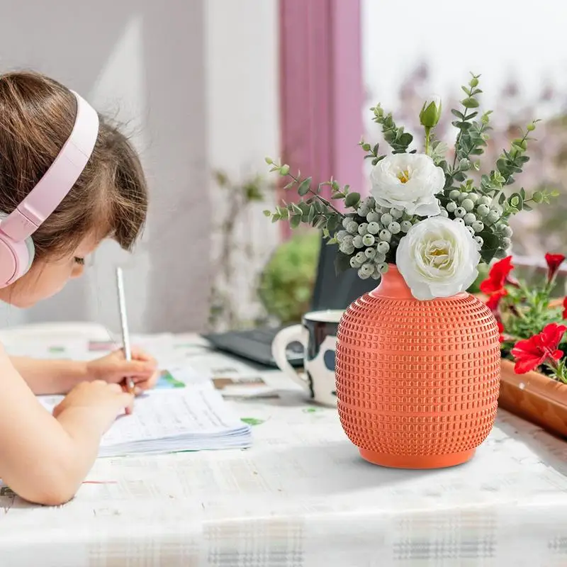 Imitation Ceramic Vase Modern Centerpiece Floral Vase Unbreakable Flower Vase For Home Decor Living Room Centerpieces And