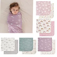 2 PCs Soft Pure Cotton Baby Receiving Blanket Printed Newborn Swaddle Blanket Wrap Kids Security Cuddle Blanket Bedding