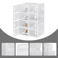 8/12/18 PCS Shoe box Storage Transparent Foldable Plastic Shoe Cabinet 5