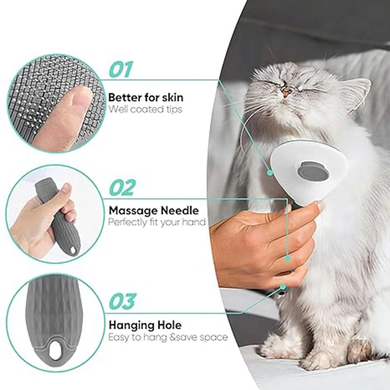 Set 2 Spazzole Autopulenti Per Gatti – Un Pulsante Per Rimuovere I Peli, Per Pelo Lungo E Corto, Blu E Rosa