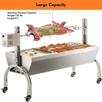 50W Rotisserie Grill With Wind Screen Roaster 51 Inch BBQ Outdoor Pig Lamb Rotisserie Roaster 132LBS/60KG Stainless Steel Charco 2