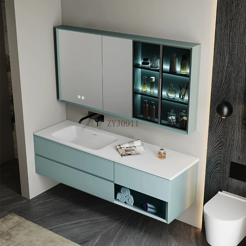 *Smart mirror cabinet, bathroom cabinet combination, Knaili integrated basin, modern simple oak washstand