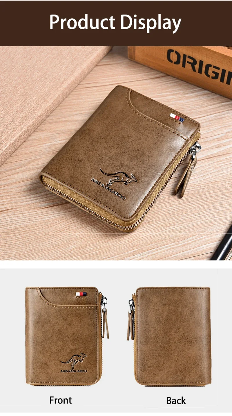 Luxury RFID Blocking Wallet - Mens Zipper Business Card Holder