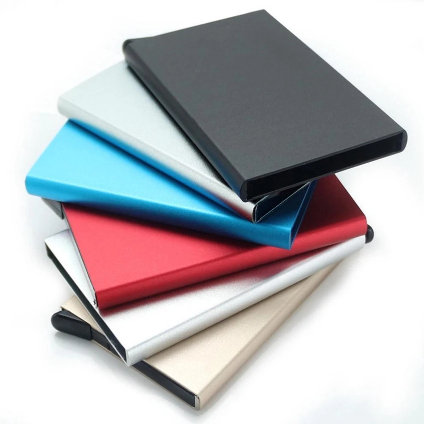 Automatic Credit Card Box Business Card Box Metal Aluminum Alloy RFID Holder