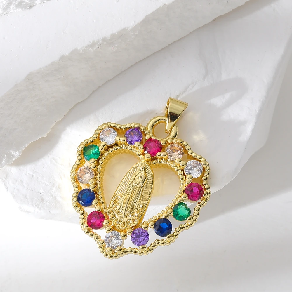 Juya handgefertigter, 18 Karat vergoldeter religiöser Medaillen-Souvenir-Anhänger, Heiliger Therese, Jungfrau Maria, christliche Charms-Zubehör – Detail 11