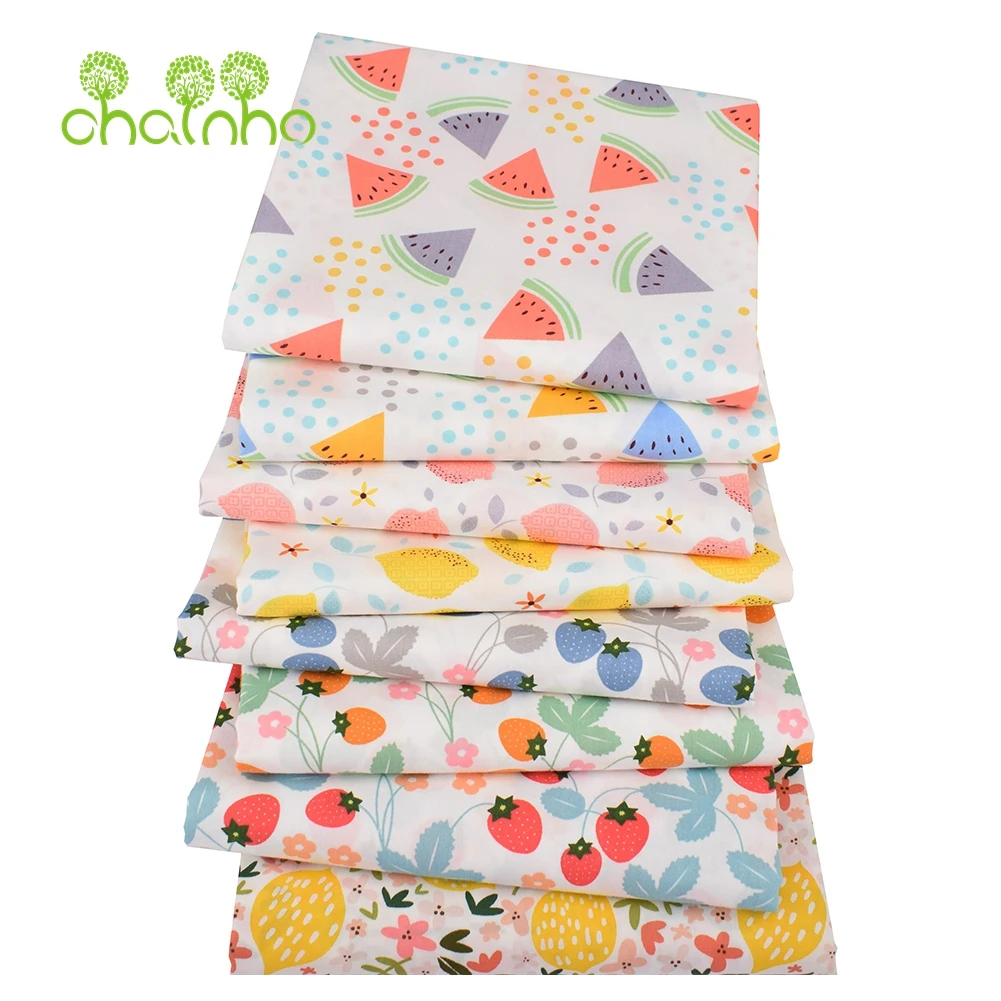 Chainho,Printed Twill Weave Cotton Fabric,DIY Sewing Quilting Material,Patchwork Cloth,Newest Fruit Series,2 Sizes,15C220