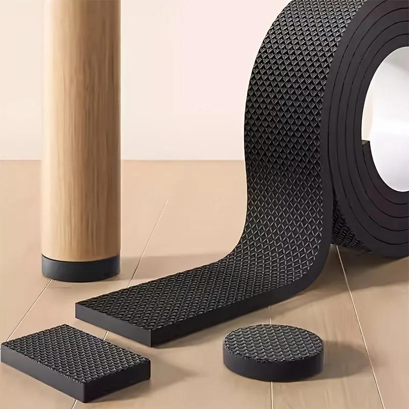 Black Chair Foot Pads 1 Roll Thick Anti-Slip Noise Reducers Wear-Resistant Furniture Protectors for Table/Chair Mute Pads