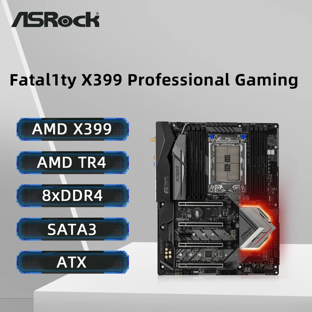 ASRock X399 GAMING Motherboard Support TR 2990WX 2970WX 2950X 2920X 1950X 1920 1900X CPUs Quad Channel DDR4 3600+ MHz NVME M.2