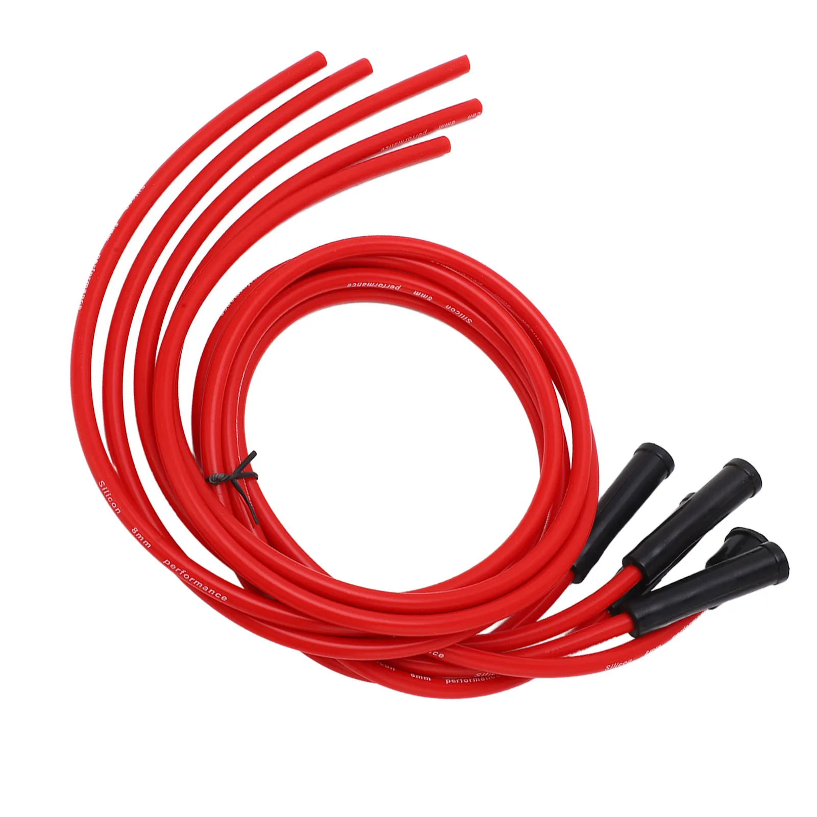 Spark Plug Ignition Wire Set, Ignition Wire Set Red High Performance Silicone 1m Car Ignition Wire For 4 Cylinder Automobile 8mm
