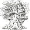 Dream Tree House Coloring Book 20 Page Gift For Birthday Party Relieve Stress Kill Time Graffiti Painting Drawing Art Book 4