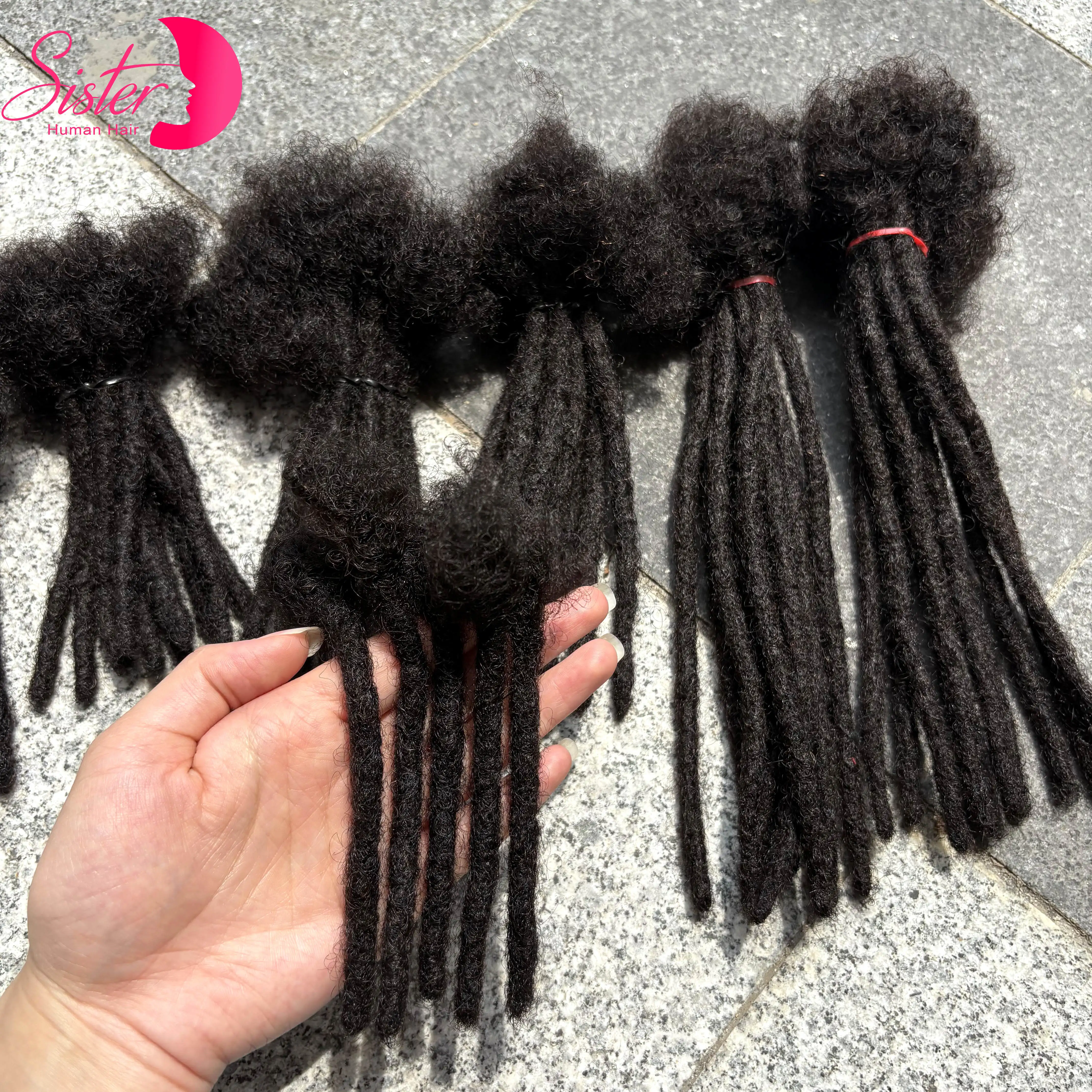 100% Human Hair Inter Loc Extensions 0.6cm Width 4-8 Inch 50 Strands Handmade Regular Dreadlock Extensions for Men Women Kids 4