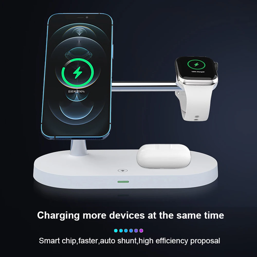 5 in 1 Magnetic Wireless Chargers Stand For iPhone 13 14 Charger Dock Station for Airpods Pro Wireless Charger With night light