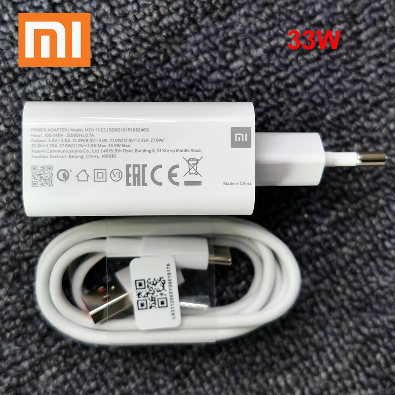 Chargeur Officiel Xiaomi 33W Avec Câble USB-C - Rapide, Neuf, Pour Smartphones Xiaomi