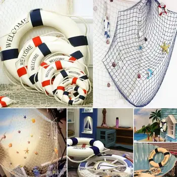 Stile nautico Benvenuto decorativo rosso blu salvagente casa marina spiaggia decorazione da parete artigianato soggiorno