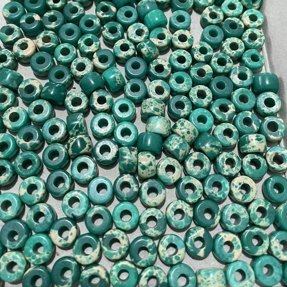 20/50PCS 대량 무작위 믹스 다채로운 큰 구멍 유리 구슬 보석 공예 목걸이 팔찌 여성을 만들기위한 천연 돌 구슬