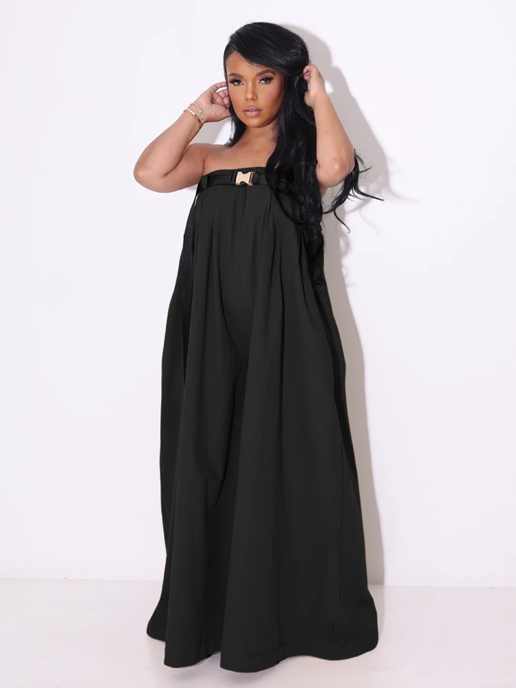 

HAOYUAN Multiple Ways To Wear Jumpsuits with Belt for Women 2023 Elegant Sexy Loose Wide Leg Jumpsuit One Piece Holiday Outfits