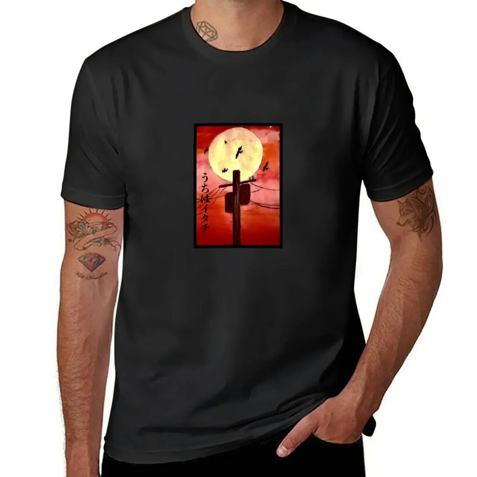 

telephone pole T-shirt summer tops oversized vintage clothes t shirts for men