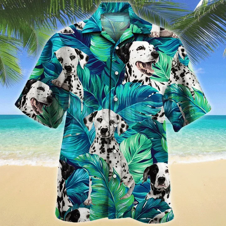 

Dalmatian Tropical Pattern Hawaiian Shirt 3D All Over Printed Hawaiian Shirt Men's For Women's Harajuku Casual Shirt Unisex