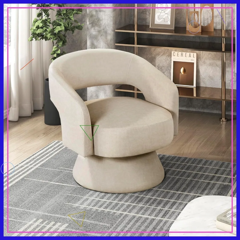 Modern Velvet Swivel Accent Chair, 360-Degree Rotating Barrel Chair with Plush Foam Cushions for Living Room/Bedroom/Office