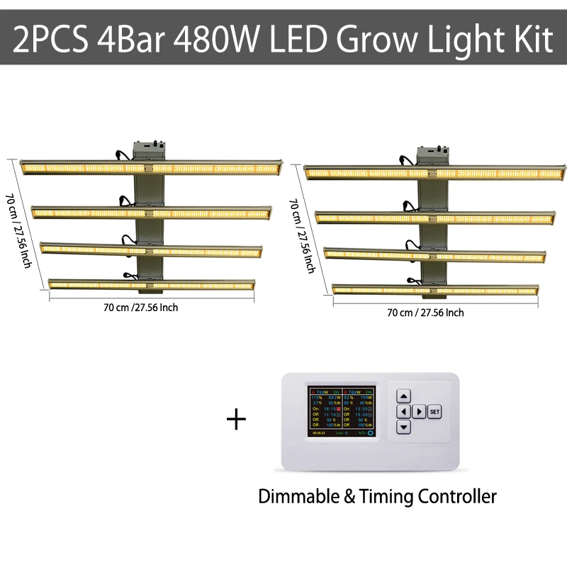 thumbnail image 1 of Barra de luz LED para cultivo de 1000 W y 1200 W regulable Samsung LM301D Sistema de cultivo hidropónico cuántico de espectro completo para plantas, 1 of 5