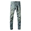 2024 Purples Jeans Men denim pants distressed slim fitting paint brands Fashion  Repair Low Rise Skinny Denim pants 3