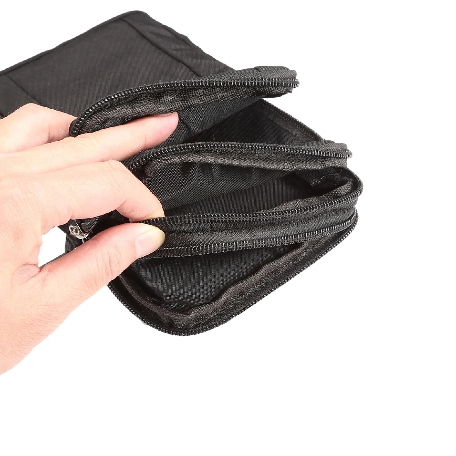 Outdoor Phone Carrying Case Pouch Nylon Crossbody Shoulder Cell Phone Holster Waist Belt Wallet Bag with Carabine