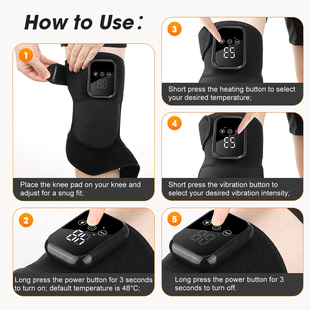 Vibration Massage Knee Pad Heating Wrap Belt Larger Thermal Area Joint Muscle Re