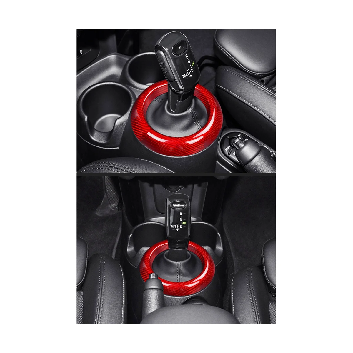 

Real Carbon Fiber Car Gear Shift Sleeve Circle Ring for Mini F54 F55 F56 F57 F60 Countryman Interior Trim(Red Carbon)