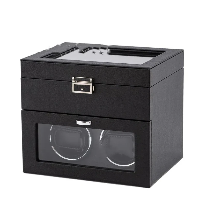 New Watch Winders for Mechanical Watches Automatic Rotator Holder Double Layer Black Cabinet Storage Box Display Box Quiet