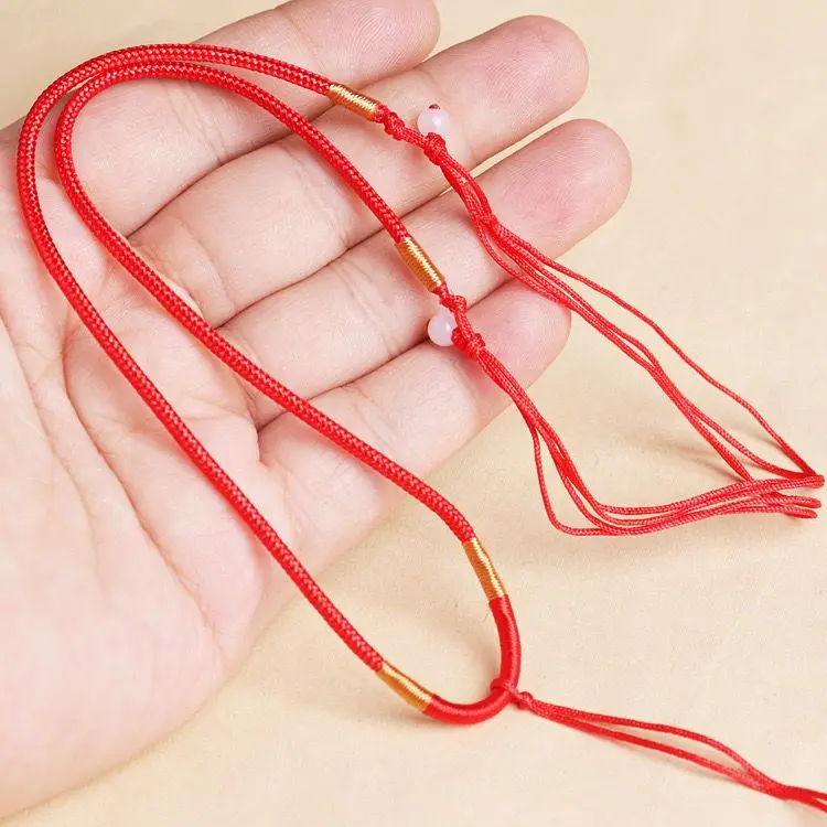 Hand-Woven Jade Pendant Necklace - Unisex Thin Rope Design