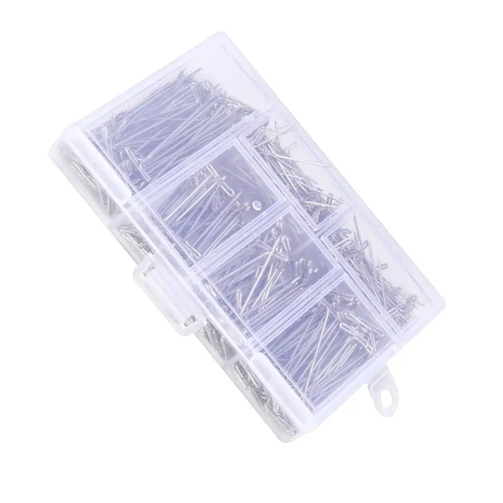 Set of 451 Steel Wig T-Pins with Plastic Box, Pins for Styling Wig,
