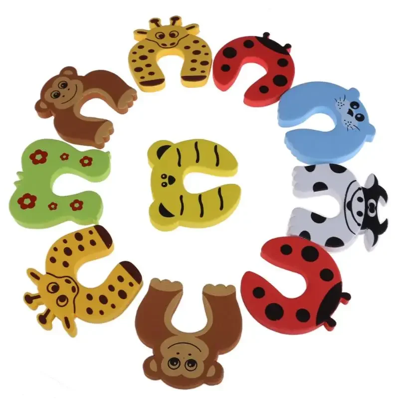 5PCS/ Cartoon Child Security Door Card File Environmental Protection Materials Baby door anti-Folder Hand Security door card