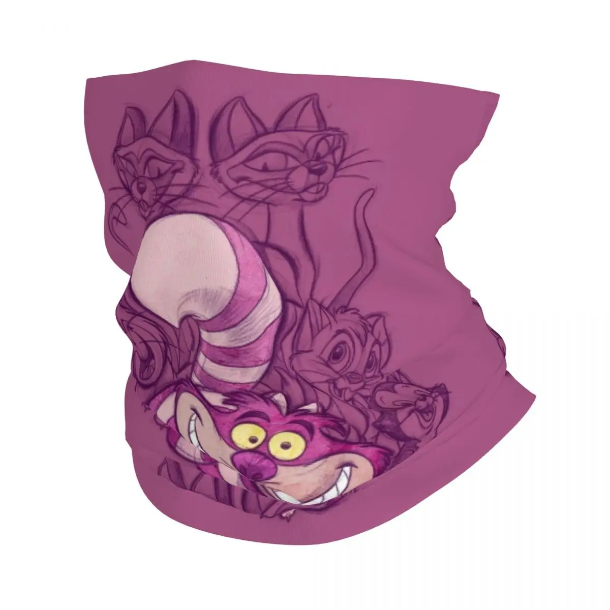 Custom Alice In Wonderland Cheshire Cat Bandana Neck Gaiter for Ski Camping Women Men Wrap Scarf Cartoon Anime Headband Warmer
