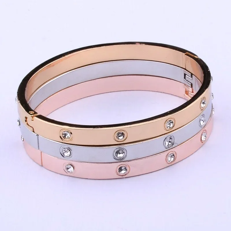 Metal Bracelet High-grade Women's Unisex Korean Fashion Couple Accessories Gifts Exquisite Crystal Luxury Bangles