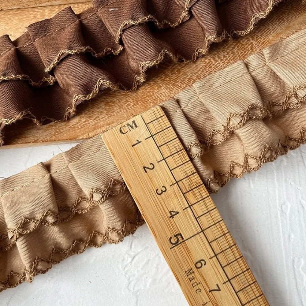 Breite Rüschen, Rüschen-Spitzenbesatz, doppellagige Rüschen, DIY-Kleidungsstück, bestickte Rüschenborte, Manschettenrüschen, handgefertigt, DIY – Detail 5