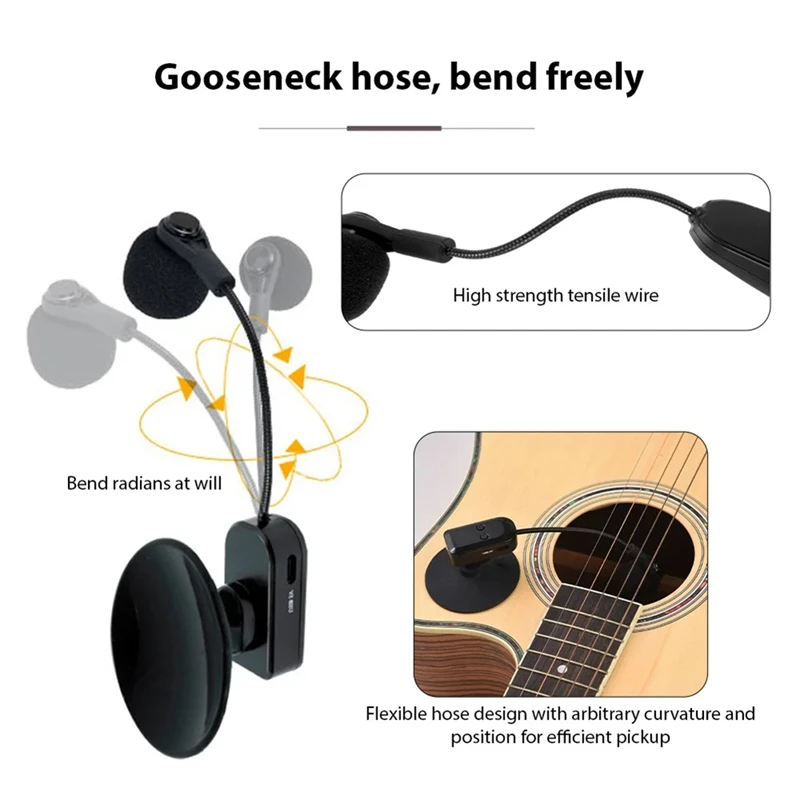 2.4G Wireless Instrument Microphone Receiver With Detachable Suction Cup For Violin Cello Accordion Speakers Microphone