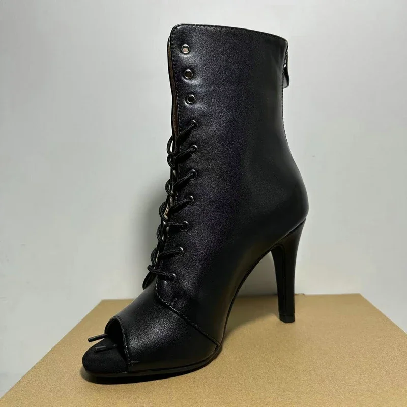 New Fashion Party Boots Sexy High Heels women high heels Stilettos Women's Ballroom Latin Dance Heels Shoes Black Peep Toe Shoes Size 46